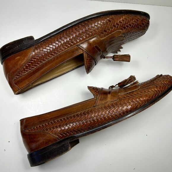 Johnston & Murphy Domani Brown Woven Leather Tassel Loafers Men\'s 10.5 M main image 9